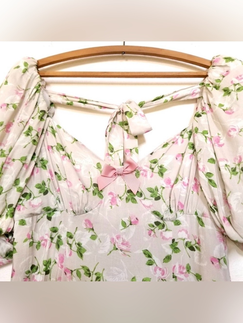 NEW Revolve LPA Hartley Midi Dress Vanessa Floral Puff Sleeve Tie Back Size M - Picture 9 of 16